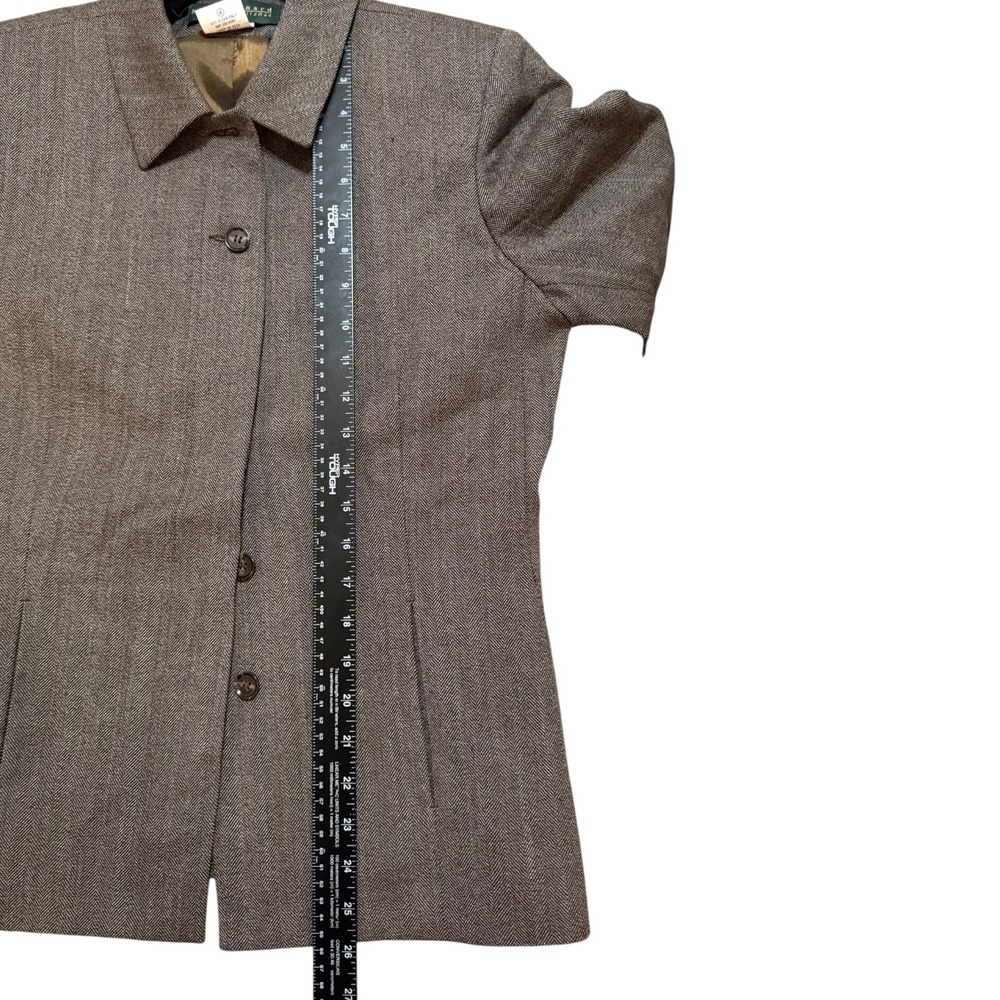 VTG Harve Benard Brown Herringbone 100% Wool Blazer Jacket Y2K Academia Sz 8 - Picture 6 of 7